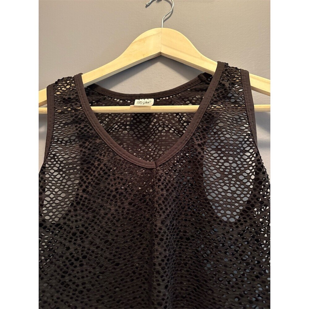 Mossimo Swim Cover Up Dress Womens Size S Black Mesh Sheer V-Neck - Picture 3 of 5